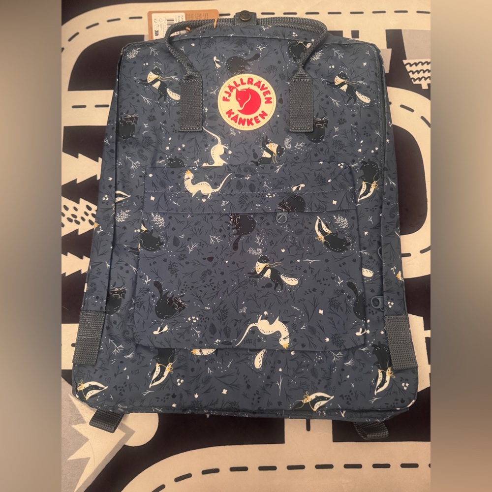 Fjallraven Kanken Navy Backpack with Animal Print 16L